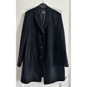 BOSS Cashmere-Wool Trench Coat in Black, New, Size IT 56, US 46R